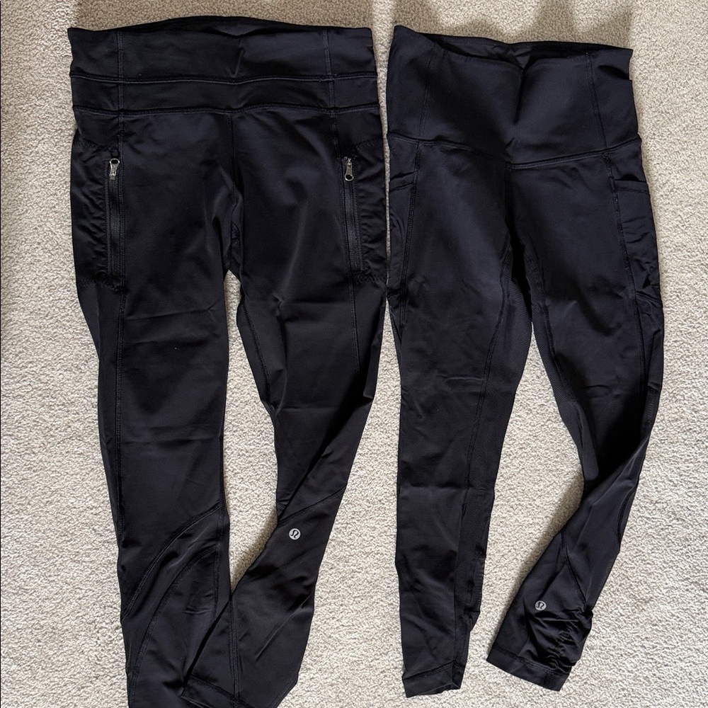 lululemon athletica Black High-Rise Athletic Leggings with Zip Pockets